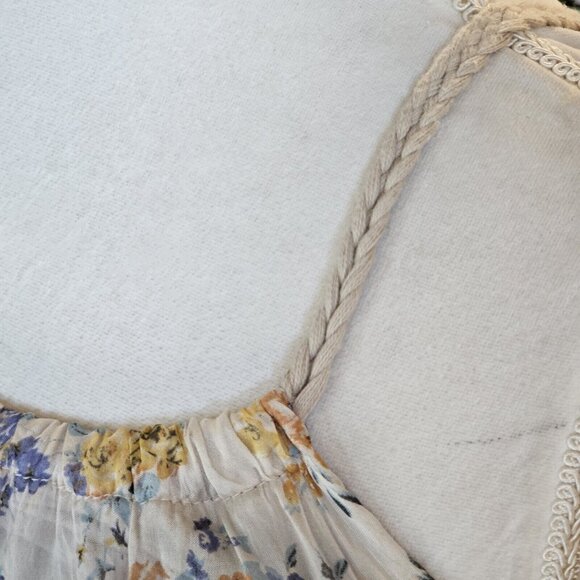 Elena Baldi Silk Blend Tiered Floral Print Maxi Dress Generous Size Medium Cream - Picture 6 of 13